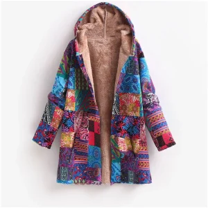 Christina | Felgekleurd fleecejack met print