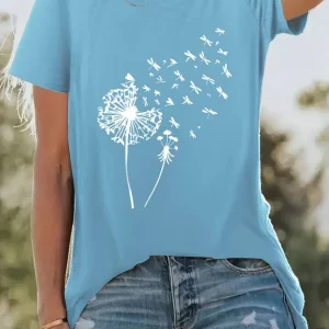 Vanessa | Casual T-shirt met grafische paardenbloemprint